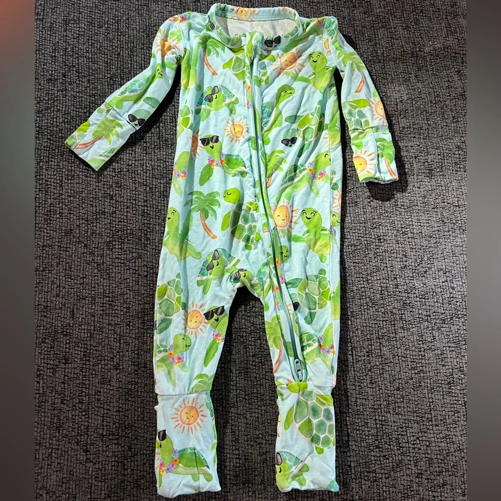Birdie Bean Bamboo Turtle Print Footie